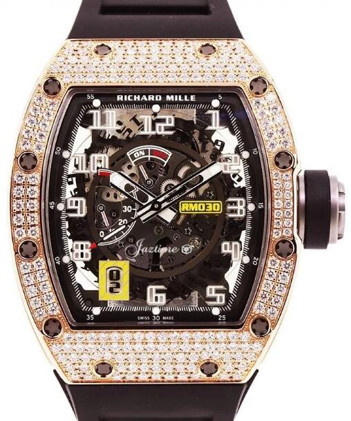 Review Richard Mille RM 030 Rose Gold Diamonds mens watch replica